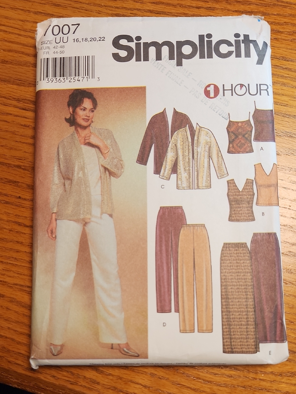 Simplicity Women's Wide-Leg Pants Sewing Pattern Uncut Size 16-22